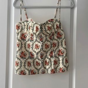We Wore What Floral print stretch cotton corset top